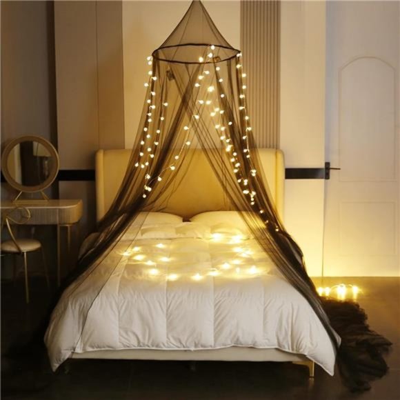 Bed Canopy with Lights, Mosquito Net for Bed, Mosquito Netting for Twin Full - Picture 3 of 8